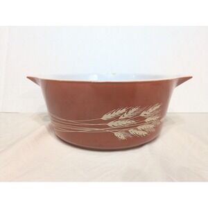 Vintage PYREX 475-B Casserole Dish Autumn Harvest Wheat Amber 2.5 Qt No Lid READ
